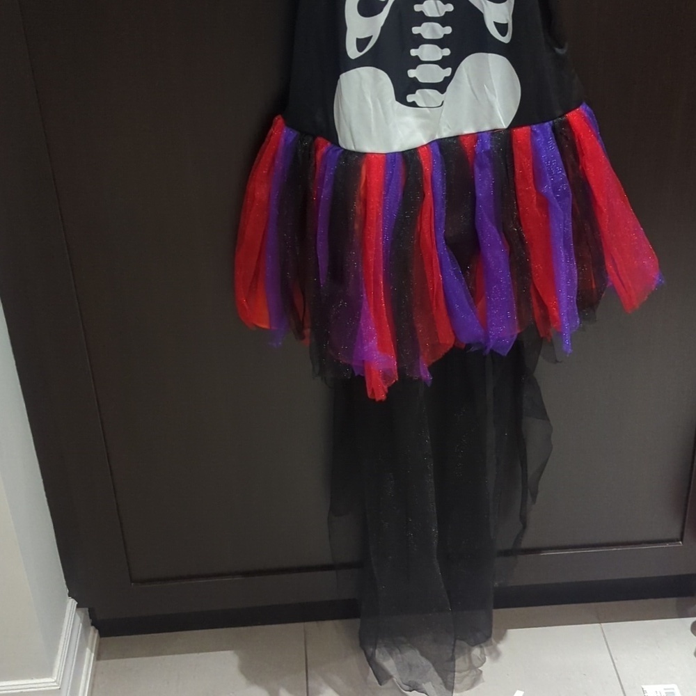 Teen Skeleton Queen Kids Costume With Head Piece- Size Large 13-16 Adult XS - Picture 3 of 7